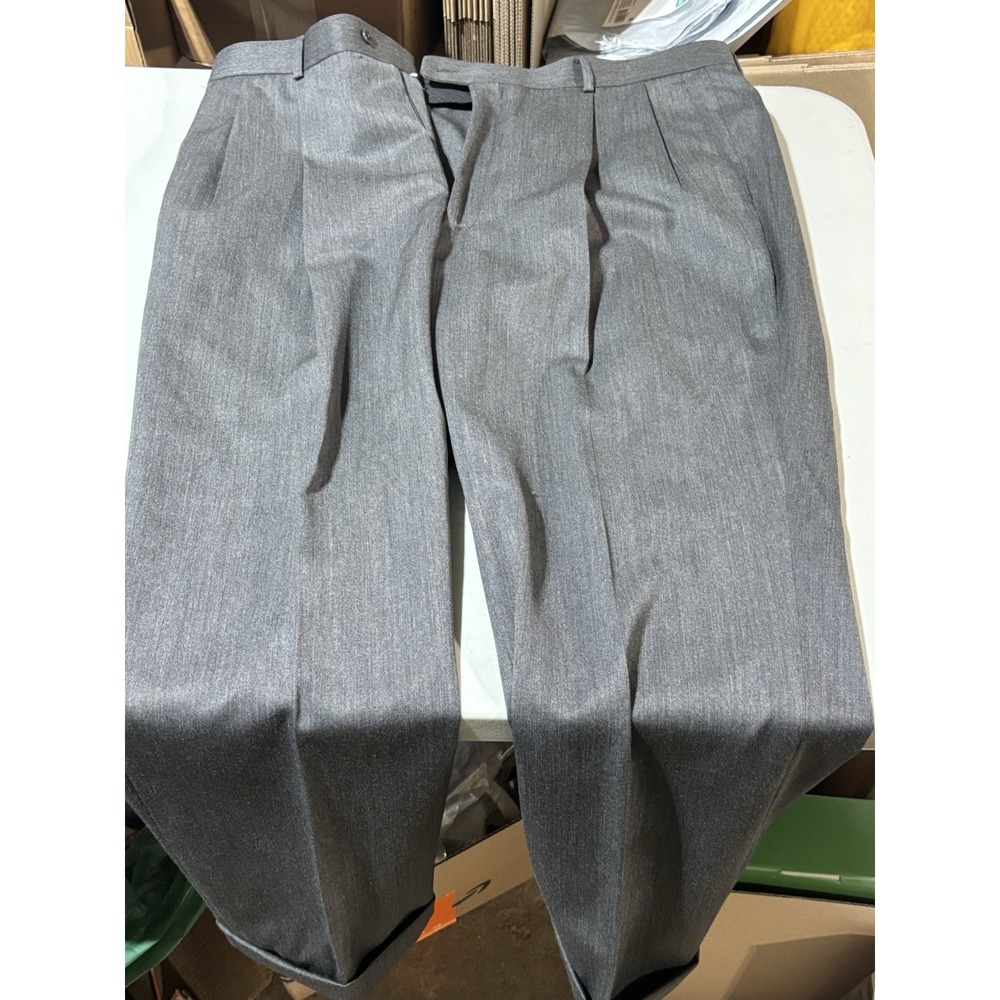 Greg Peters Gray Super 100s Merino‎ Wool Pleated Front  Dress Pants Mens 40